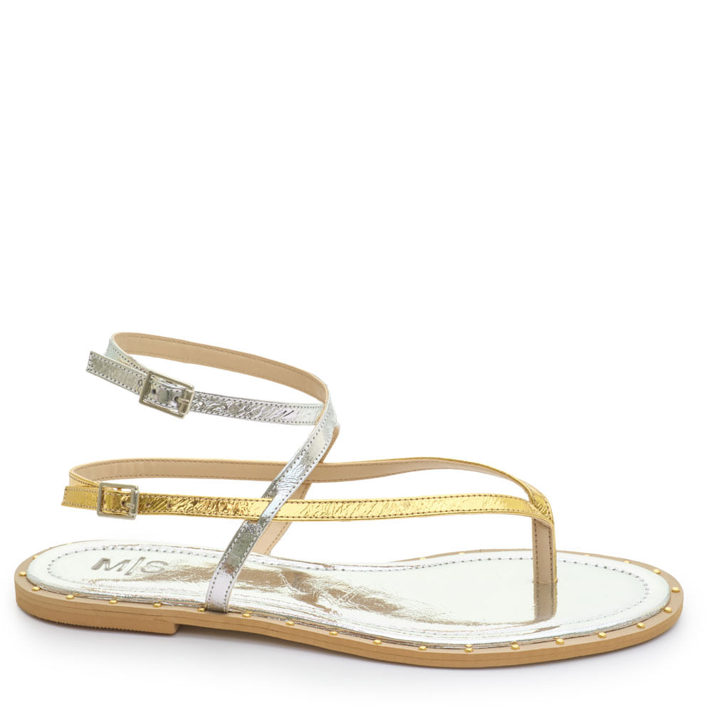 sandalia rasteira cristal prata ouro m|s-1